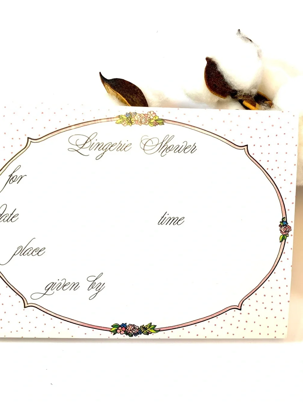 Lingerie Party Shower Fill-In Invitations Pack White Pink Floral Border